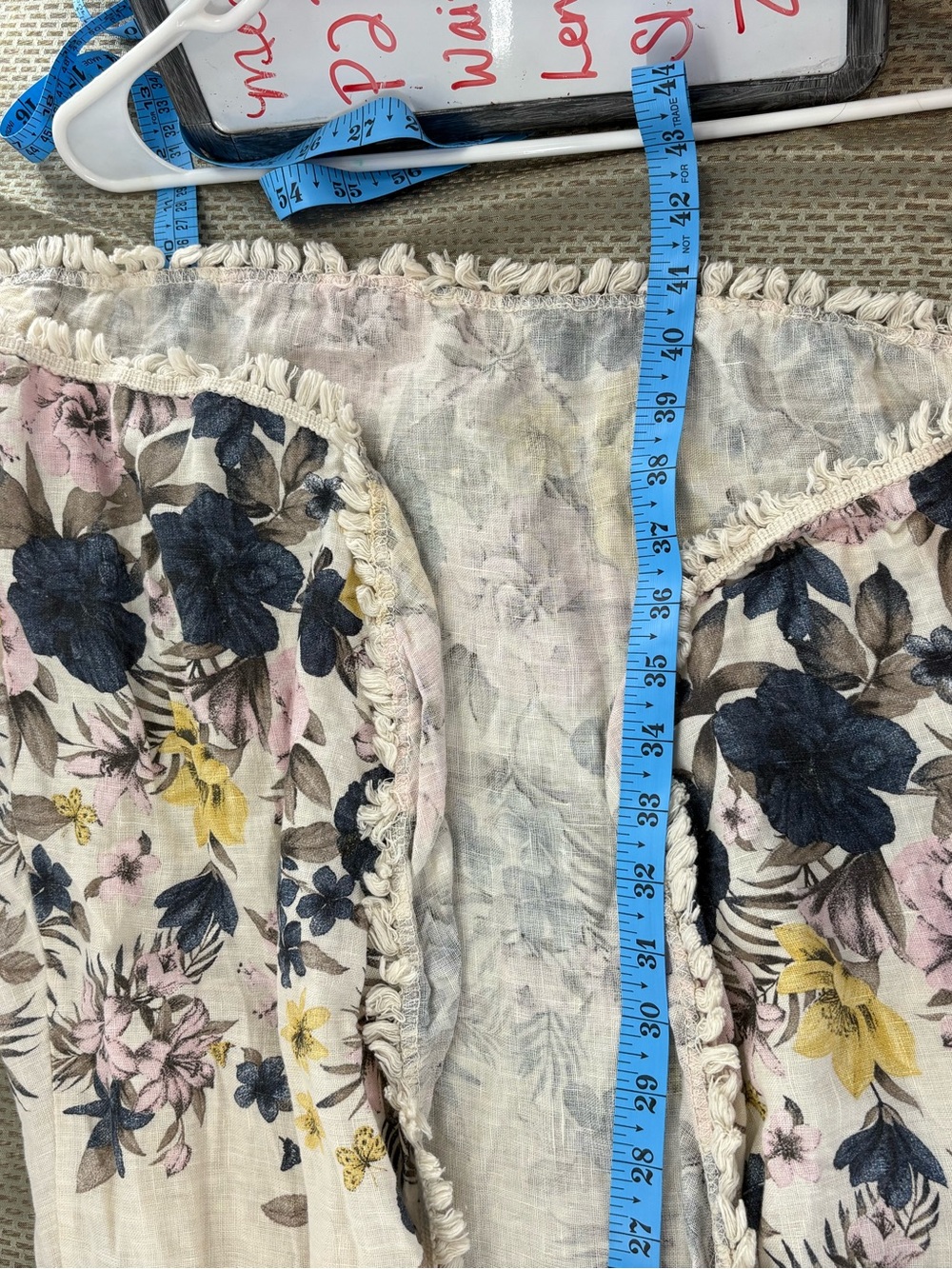 Francesca Bettini Italy Linen Floral Duster Vest Fringe Trim High Low OS - Picture 7 of 9